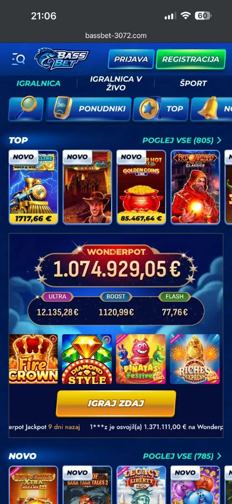BassBet – Wonderpot in top igre