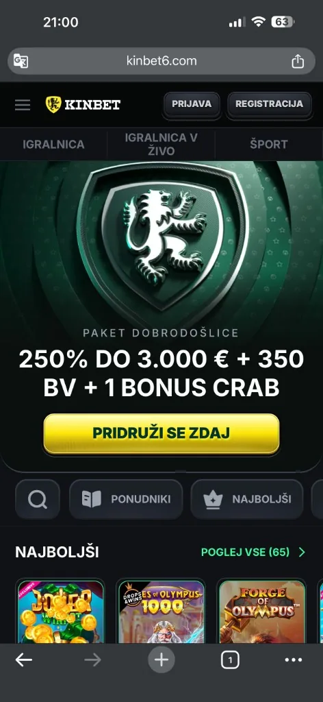 KinBet – paket dobrodošlice