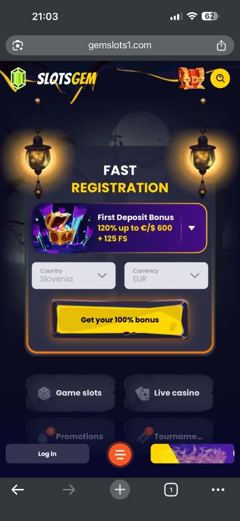 SlotsGem – hitra registracija in bonus
